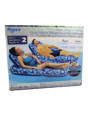 New open Box Aqua 2-In-1 Pool Lounge or Tanner Luxury Pool Lounges 2-pack